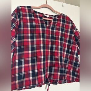 Red and blue plaid top NWOT